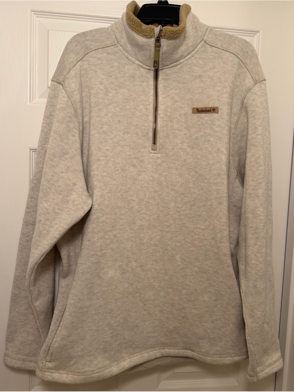 Timberland Men's Oatmeal Quarter Zip Fleece Pullover Sweater Size XL